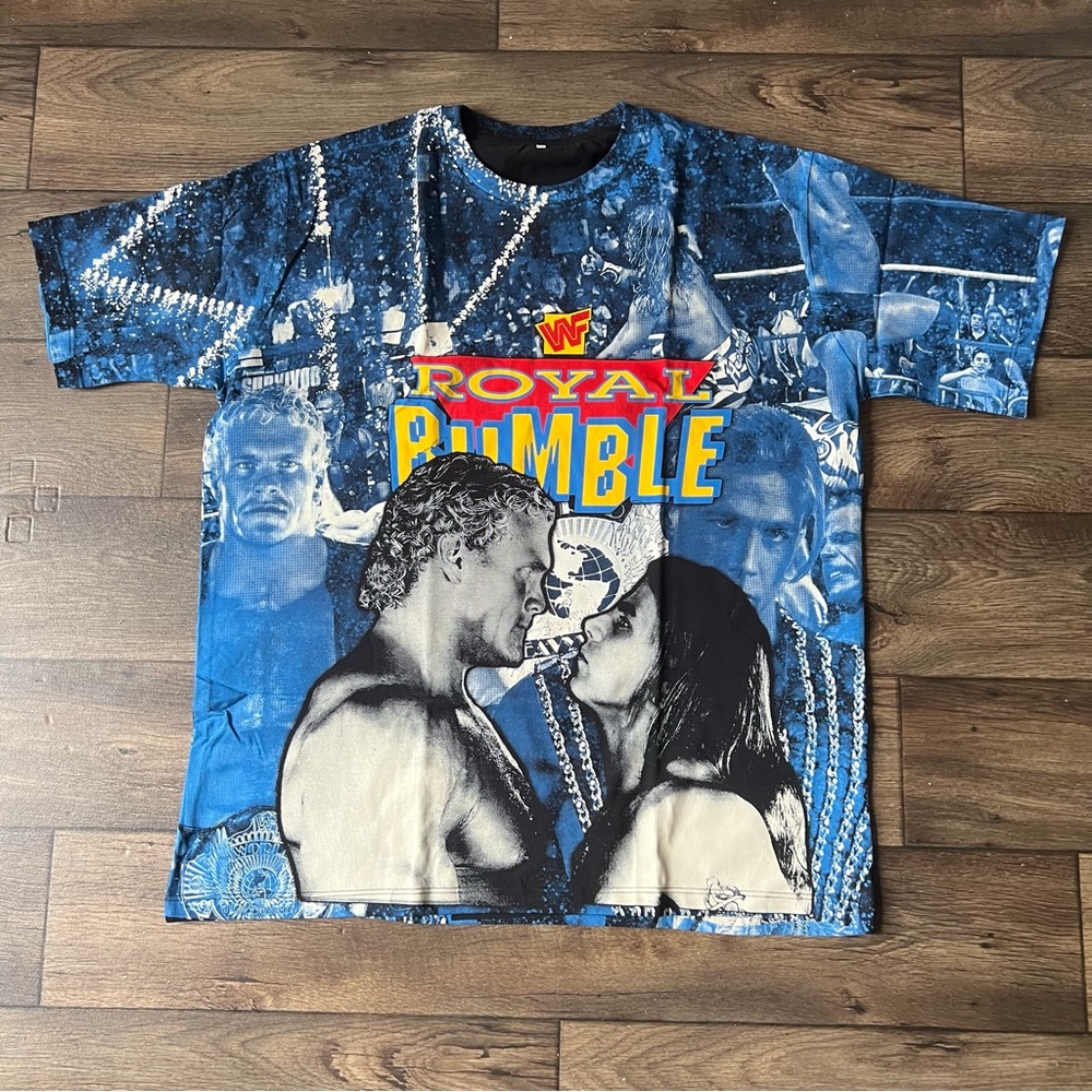 WWE Men's Shawn Michaels vs Sycho Sid Royal Rumble AOP Vintage Shirt Size 2XL